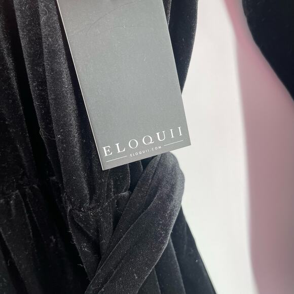 ELOQUII Jumpsuit Size 18 NWT Black Velvet Tie Belt Wide Leg Cocktail Evening - Picture 6 of 16